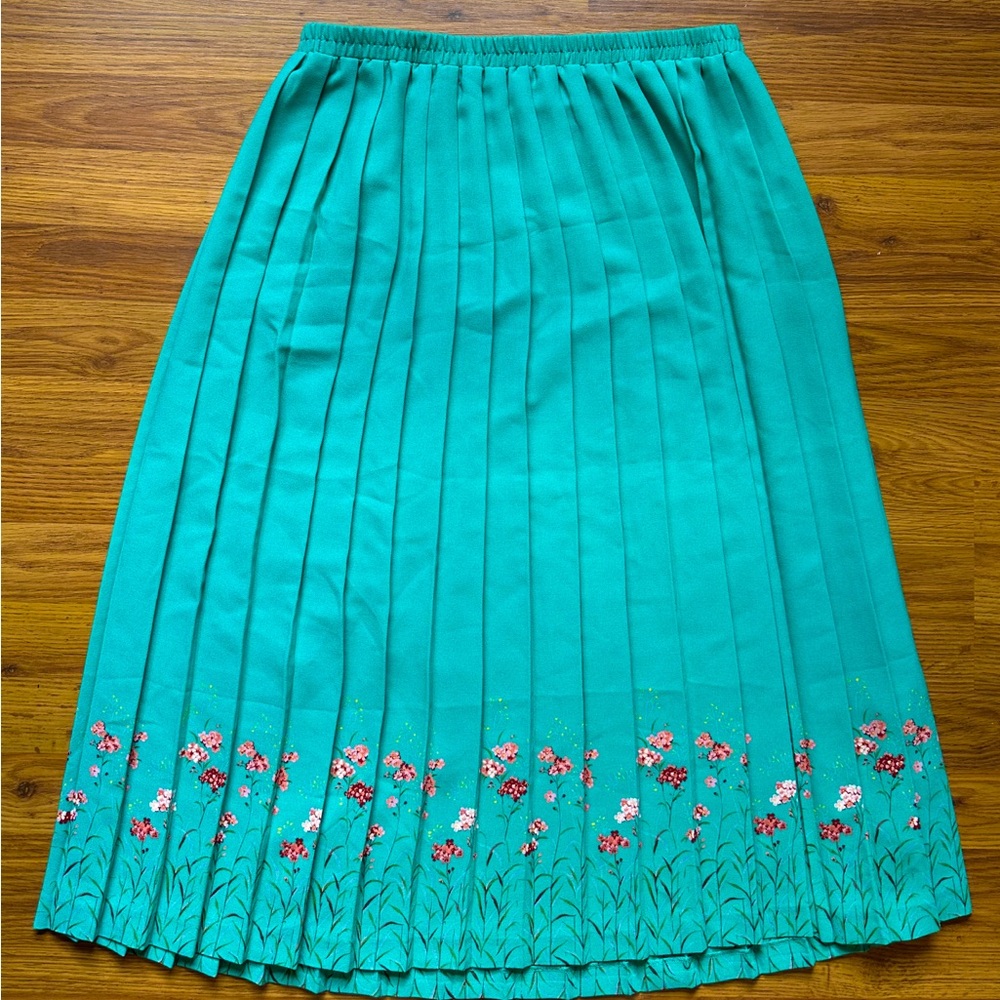 Vintage Leslie Fay aqua blue maxi skirt 
Women’s size 16